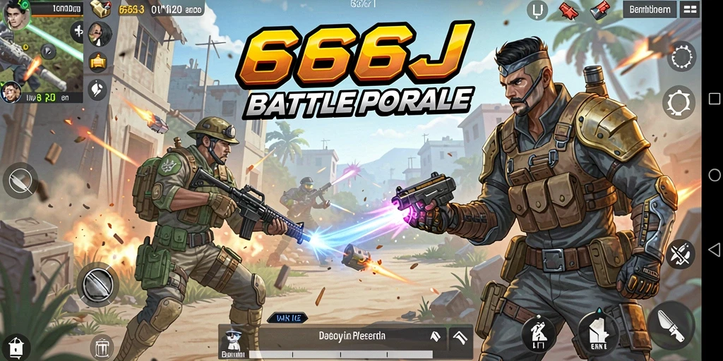 Screenshot utama dari gameplay seru Battle Royale di 666J.