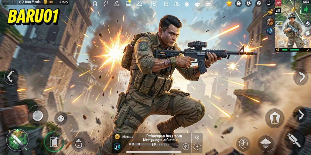 Screenshot menunjukkan aksi seru saat bertarung dalam BARU01.