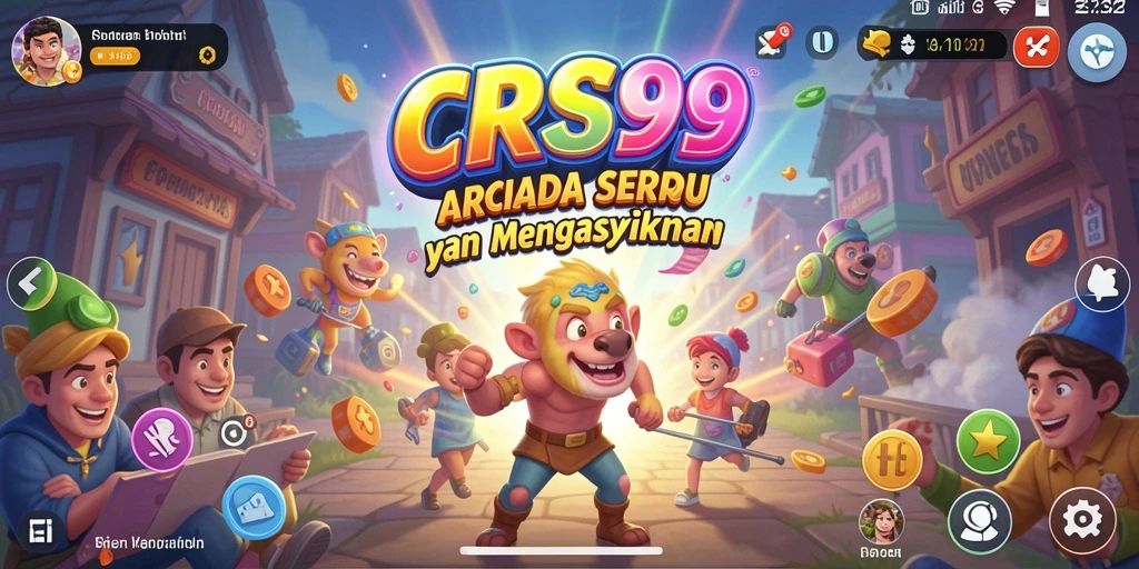 Screenshot menunjukkan gameplay dinamis dan penuh warna dari CRS99.