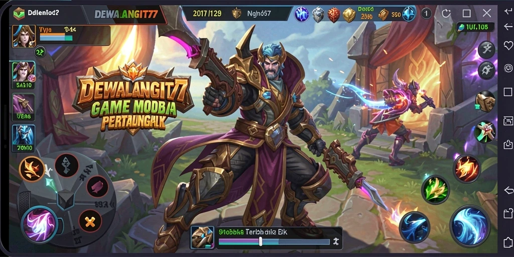 Tampilan gameplay seru dalam DEWALANGIT77 dengan pertarungan tim yang menarik.