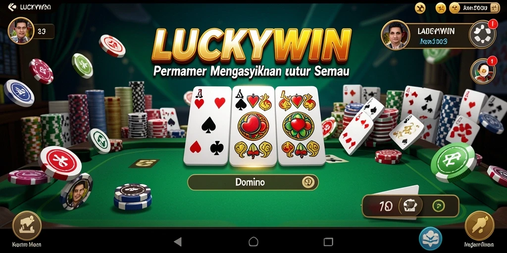 Screenshot utama LUCKYWIN menampilkan aksi seru permainan domino.