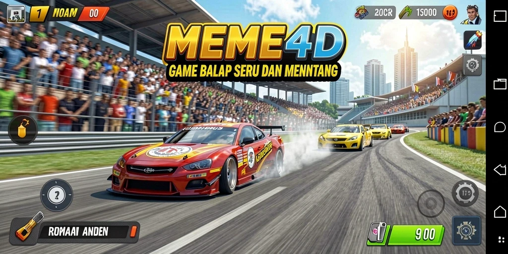 Tampilan gameplay seru dari balapan lintasan di MEME4D.