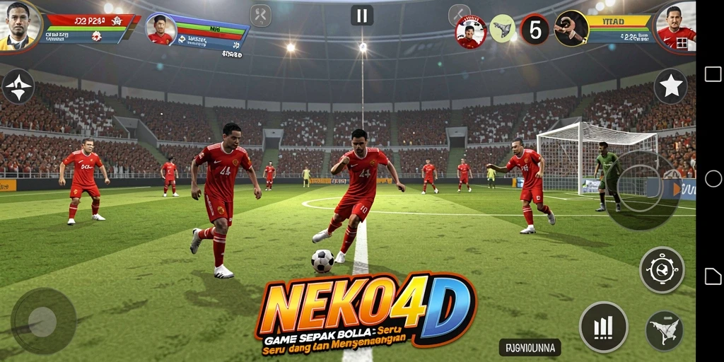 Tampilan gameplay <strong>NEKO4D</strong> dengan aksi sepak bola yang seru.