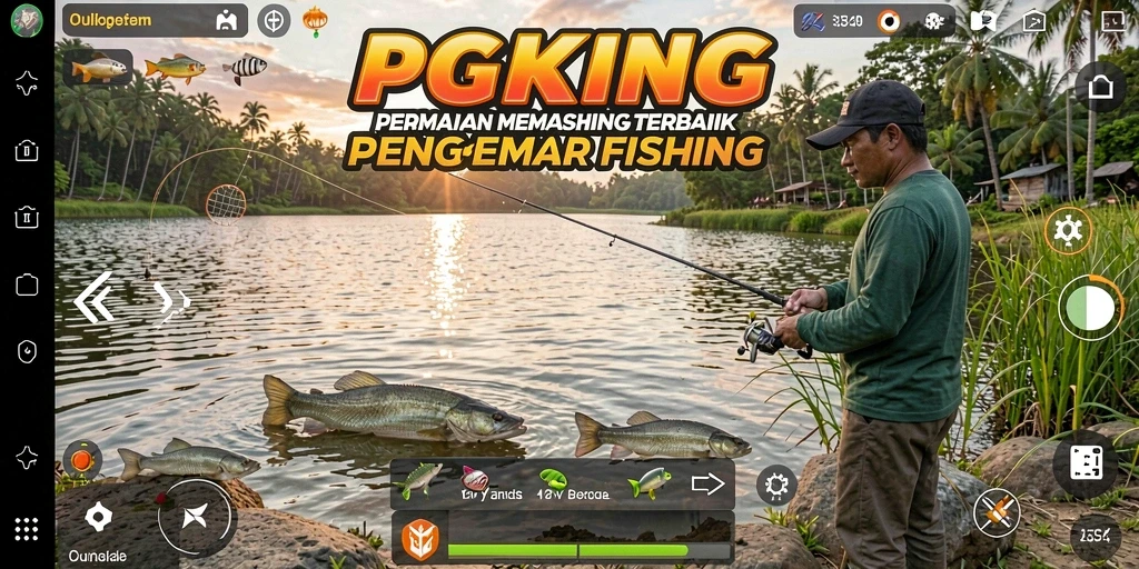 Screenshot gameplay PGKING menampilkan suasana memancing yang realistis dan menarik.